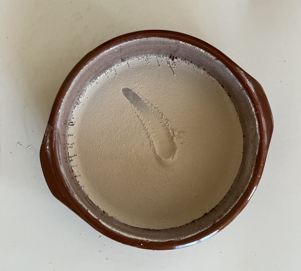 Natural pigment made from oolitic limestone.